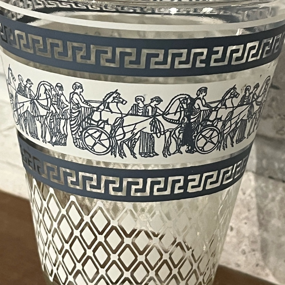 Vintage Mid Century MCM 50s Patrician Blue Jeannette Jar With Lid Greek Style - Picture 5 of 5